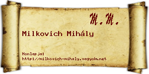 Milkovich Mihály névjegykártya